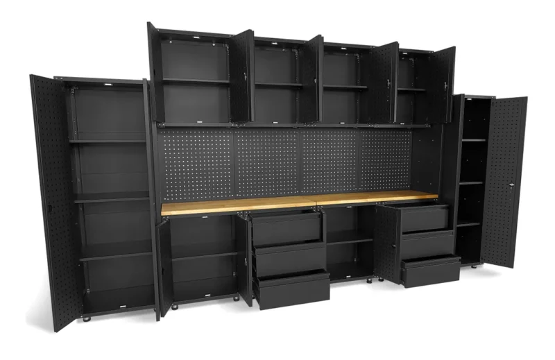 Banc de lucru tip ansamblu modular de atelier premium negru mat, 16 buc. - HBM [2]