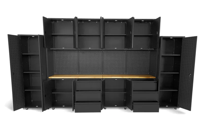 Banc de lucru tip ansamblu modular de atelier premium negru mat, 16 buc. - HBM