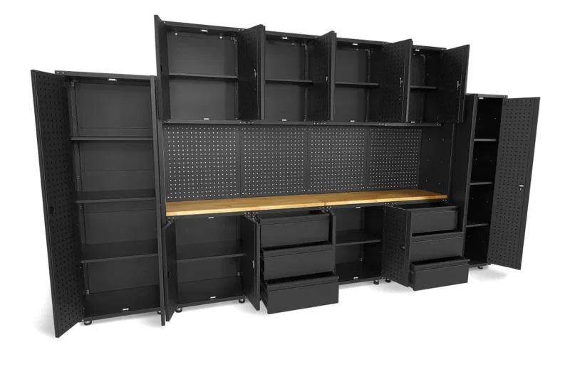 Banc de lucru tip ansamblu modular de atelier premium negru mat, 16 buc. - HBM [1]