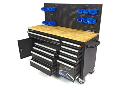 Banc tip carucior de scule cu blat de lemn masiv 158 cm - HBM [2]