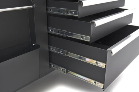 Dulap de scule mobil tipa carucior cu blat de lucru din lemn 114 cm, 5 sertare si 1 usa dubla - HBM [3]