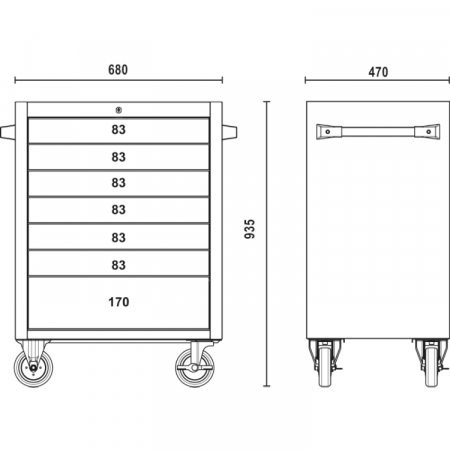 Dulap mobil cu 7 sertare din INOX [5]