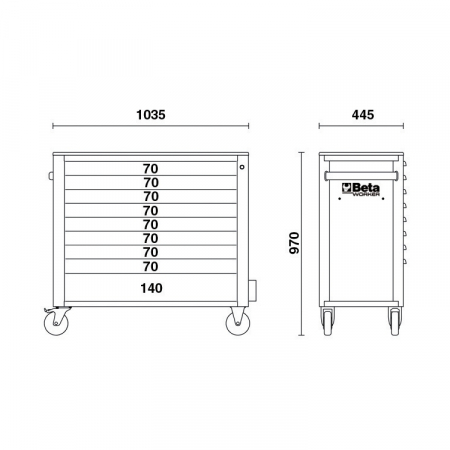 Dulap mobil cu 9 sertare EXTRA-LUNG 716 scule, Beta [4]