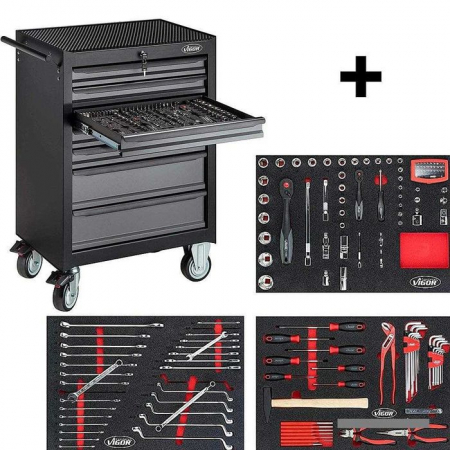 Noutati (new) - Dulap scule echipat Black Edition 7 sertare, 164 piese
