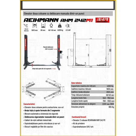 Elevator 2 coloane 4,2T,deblocare manuala 220V sau 380V [2]
