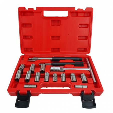Scule motor - Trusa cu freze pentru curatat orificiu injectoare, 17 piese
