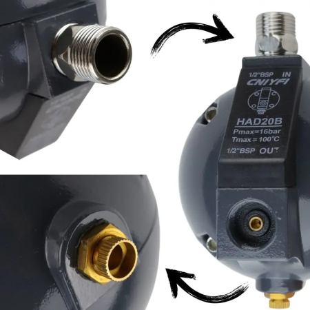 Pachet compresor cu surub HILMANN 11kw - 12 bar, butelie de aer 1000 L si valva automata pentru evacuare condens [7]