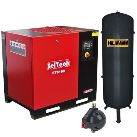 Echipamente atelier - Pachet Compresor cu surub Seltech Pachet75 10 bar 7.5 kw, butelie 500 litri si valva automata evacuare condens