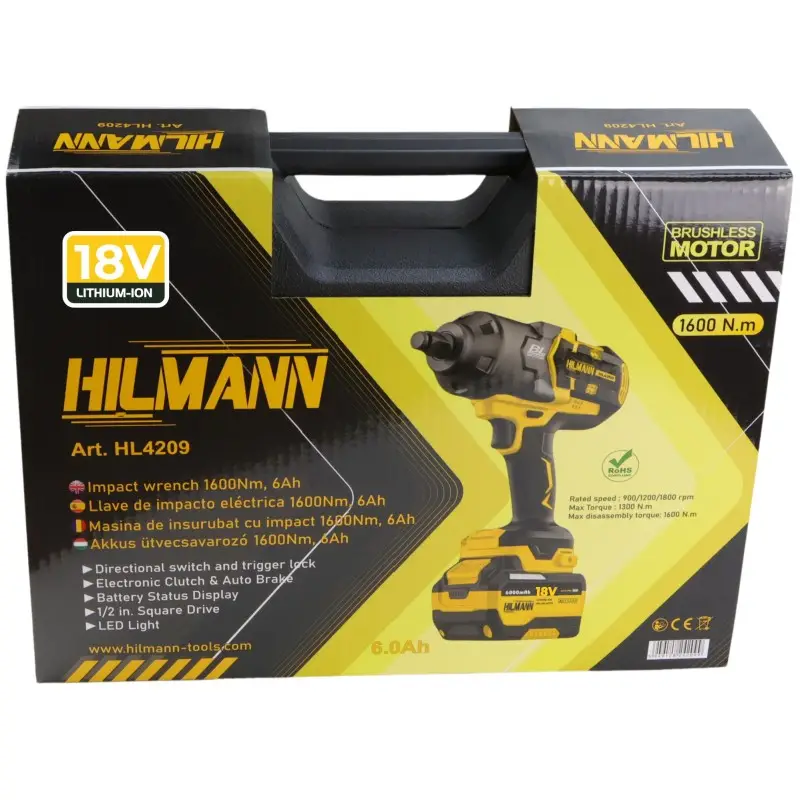 Mașină profesională de înșurubat cu impact 1/2" cu acumulator 1600 Nm  1 x baterie de 6 Ah inclusa, 21V [7]