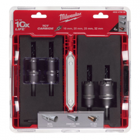 Scule pentru constructii - Set carote TCT cu dinti din carbura pentru inox, 4buc