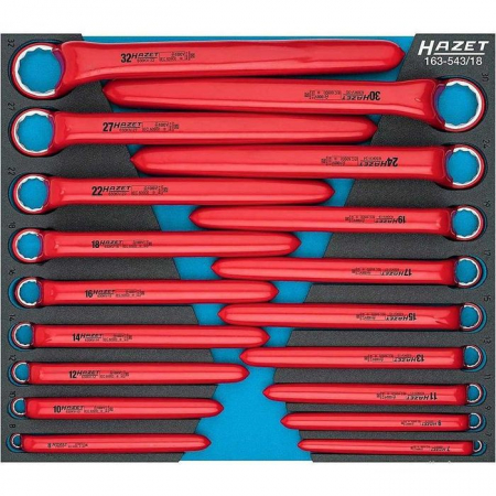 Scule electrice - Set de chei inelare cu cot si izolație de protecție 18 piese