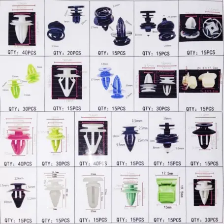 Consumabile service auto - Set de cleme din plastic + 5 unelte, 470 buc.