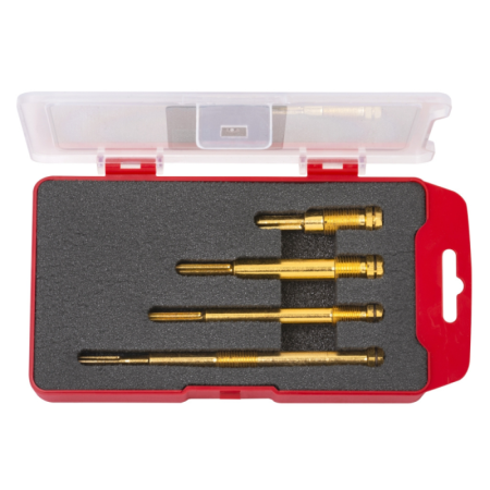 Scule motor - Set freze M10/M12 pentru curățarea locașului bujiilor incandescente la motoare diesel, 4 buc.