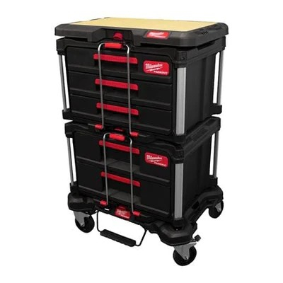 Carucior pentru scule - Set Packout™ pentru transport, 1 x cutie cu 2 sertare, 1 x cutie cu 3 sertare, 1 x cărucior troller