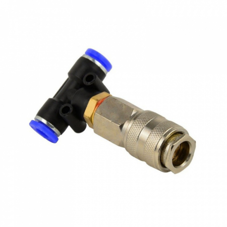 Set pistol de suflat aer, furtun spirala de 5 m cu cuple rapide si T de conectare pentru camioane. [1]