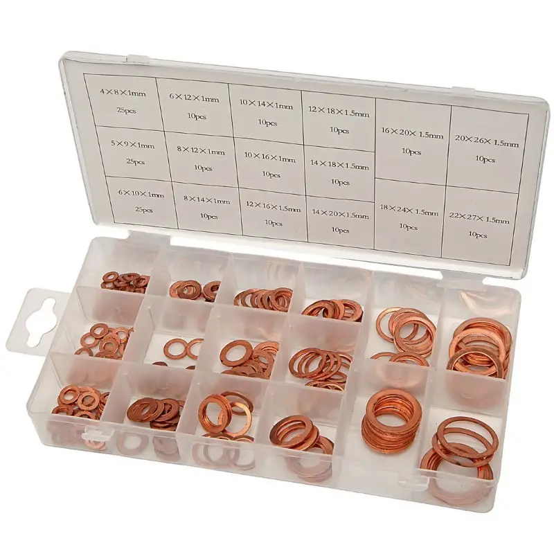 Consumabile service auto - Trusă compartimentată cu saibe din cupru - 205 buc