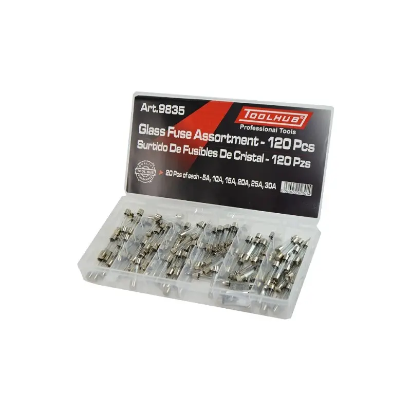 Consumabile electricieni auto - Trusa cu sigurante din sticla, 120 buc