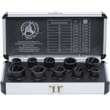 Scule si Echipamente Vulcanizare - Trusa cu tubulare speciale pentru suruburi uzate si antifurt 3/8", 10 buc