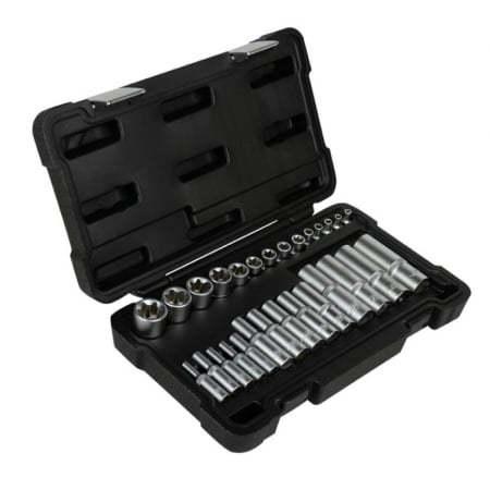Set / trusa tubulare - Trusa de tubulare Torx lungi si scurte 1/4"-3/8"-1/2", 28 buc.