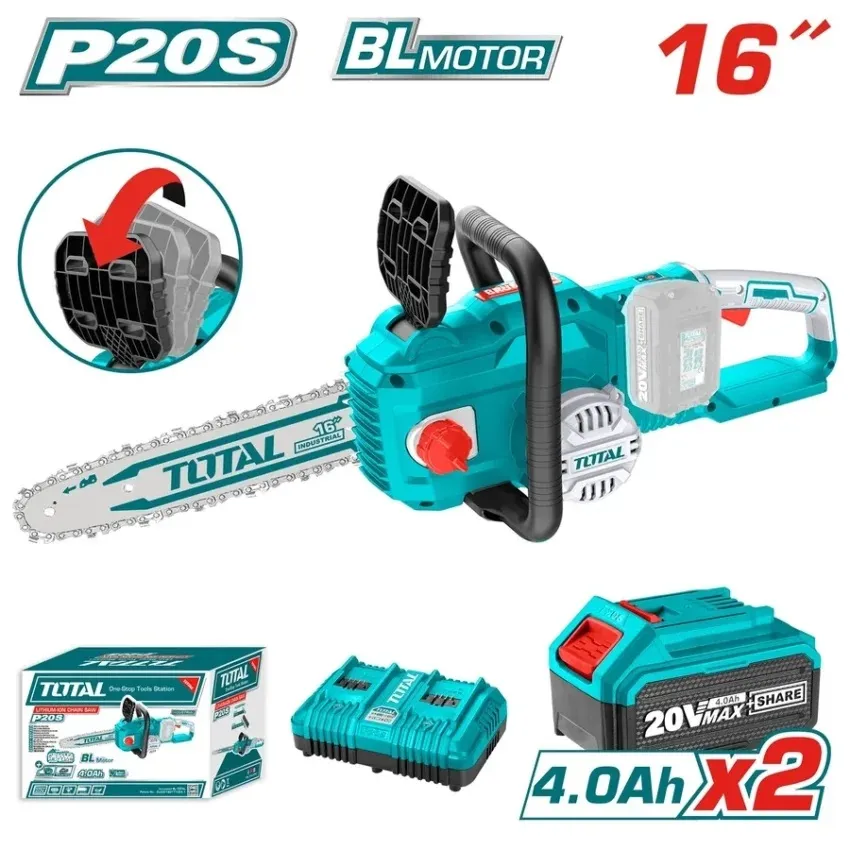 Drujba pe acumulatori TOTAL 16'' - LI-ION 40V TGSLI401682 (INCLUDE 2 ACUMULATORI de 20 volti si 4 Ah + 1 INCARCATOR)