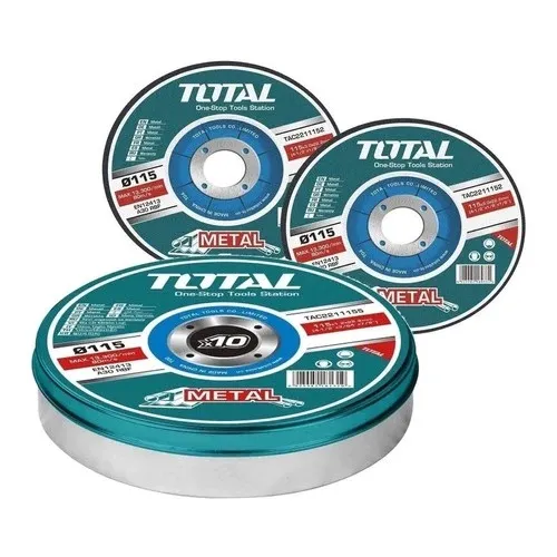 Set 10 discuri abrazive taiere metale Total TAC2211155 - 115 x1.2mm, 10 discuri debitare metal pentru flex cu diametru panza 115, panze abrazive diametru de 115mm grosime de 1,2 mmpentru polizor unghiular, oferta pret
