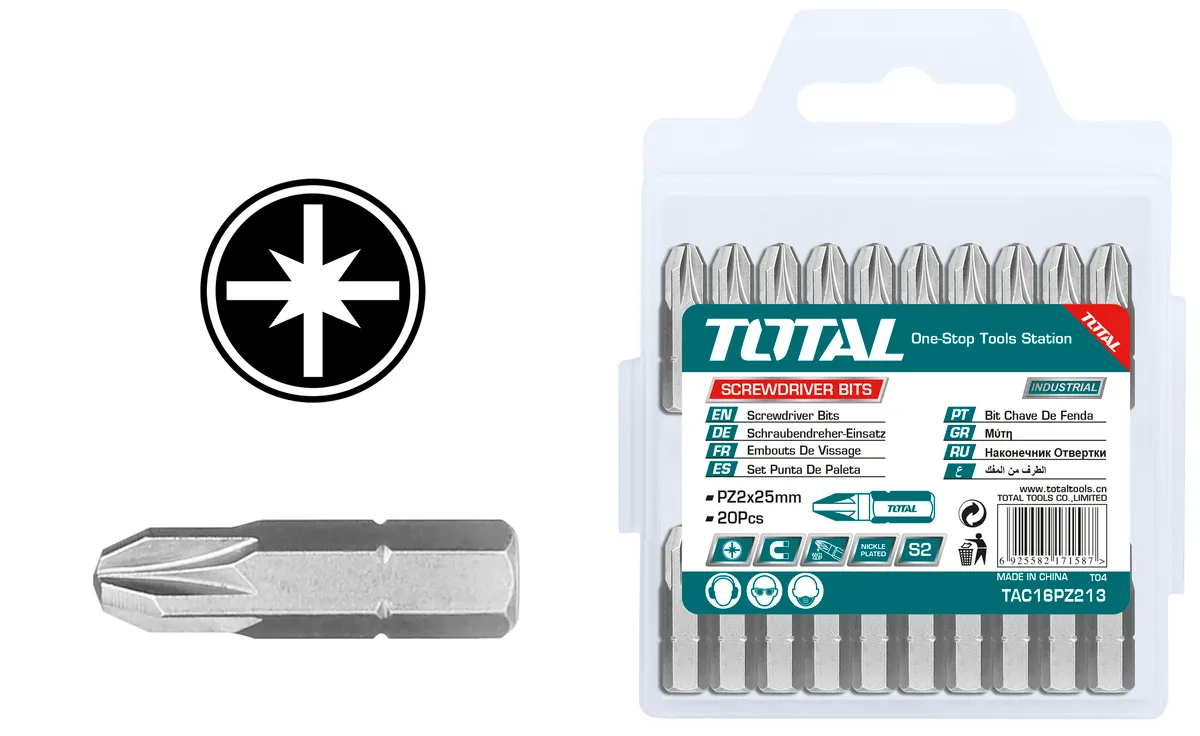 Set biti PZ2, 20 buc Total TAC16PZ213 Industrial - PZ2.25mm