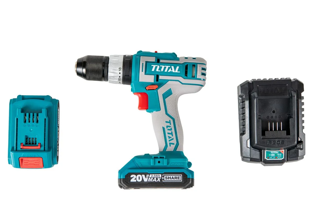  Masina de gaurit cu percutie Total Industrial - 2 acumulatori, 20V, 2Ah + 50 accesorii Total TIDLI2002 [2]