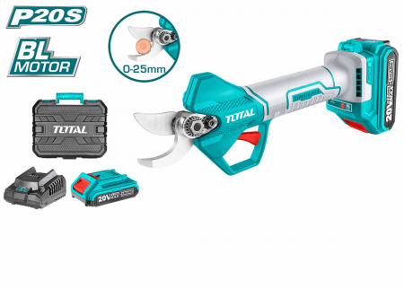 Unelte Gradina si Ferma - Foarfeca pentru crengi pomi / vita de vie pe acumulatori TOTAL TSSLI202581, 20V, taiere max 25mm (INCLUDE ACUMULATOR, INCARCATOR)