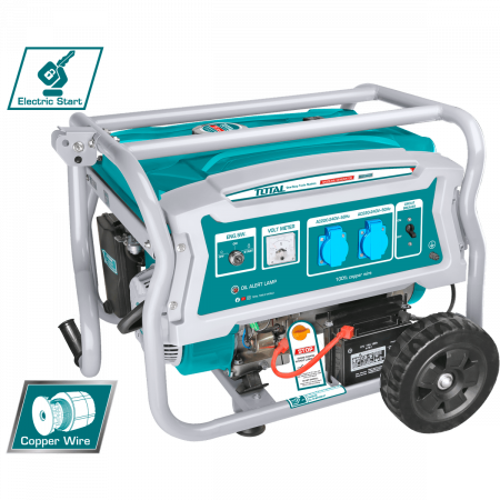 Scule Motorizate - Generator de curent pe benzina TOTAL TP135006E, 3500W, 7Cp, Pornire la cheie