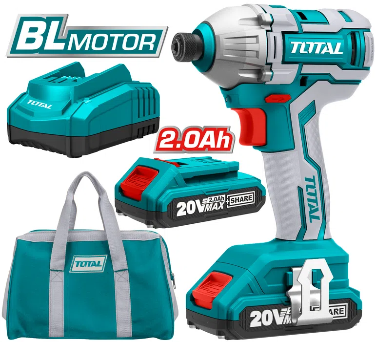 Scule cu Acumulator - Masina de insurubat cu impact TOTAL - 2 acumulatori 20V, 2Ah, 3550 rpm TIRLI2002