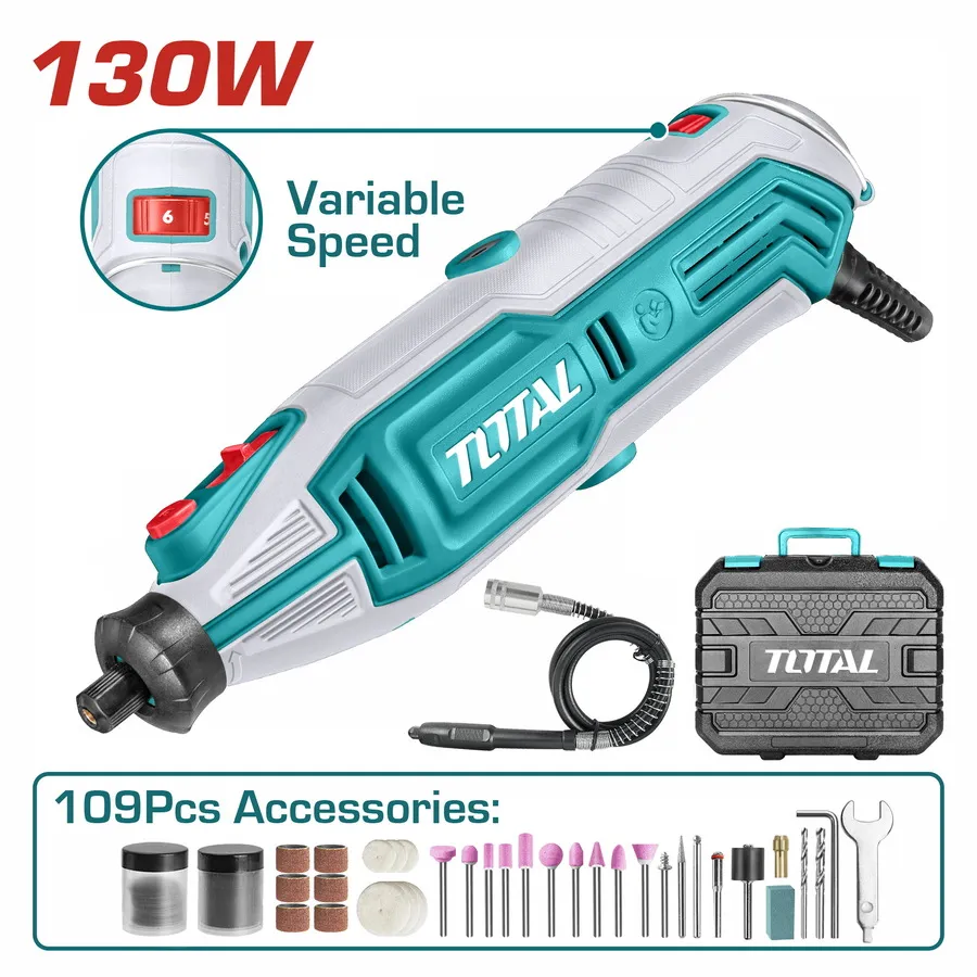 Scule Electrice - Mini polizor TOTAL TG513326 - 130W - 109 accesorii