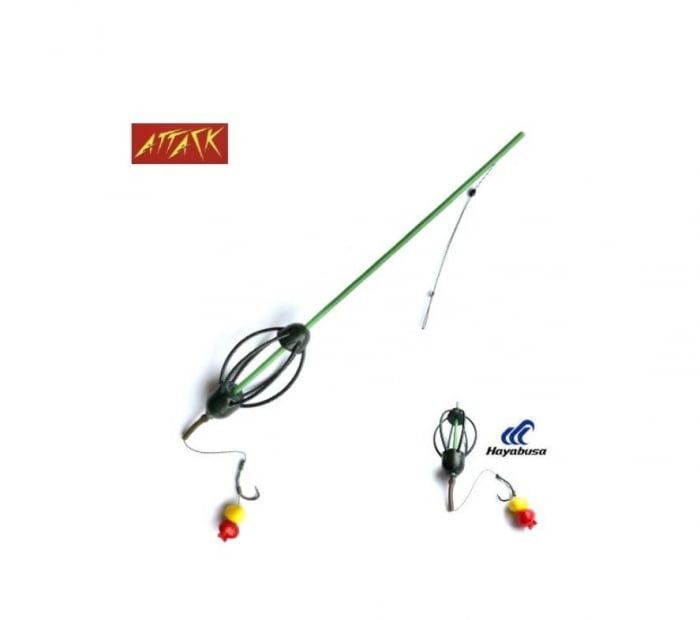 MONTURA ATTACK CU MOMITOR SI TUB ANTITANGLE + PORUMB SILICON POP-UP NR.6  50G