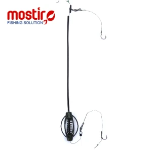 Pescuit la Feeder - Montura Mostiro Bomba Vopsita Cu Tija, Arc Interior, Fir Textil, 2 Carlige