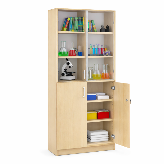 Dulap vitrină laborator cu uși din sticlă și dulap inferior [2]