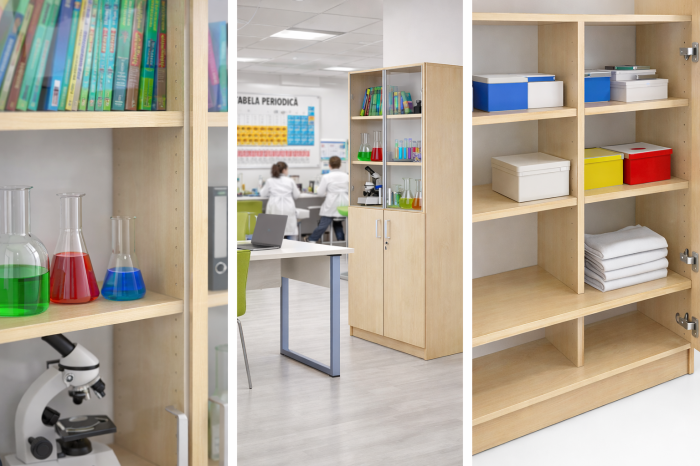 Dulap vitrină laborator cu uși din sticlă și dulap inferior [5]