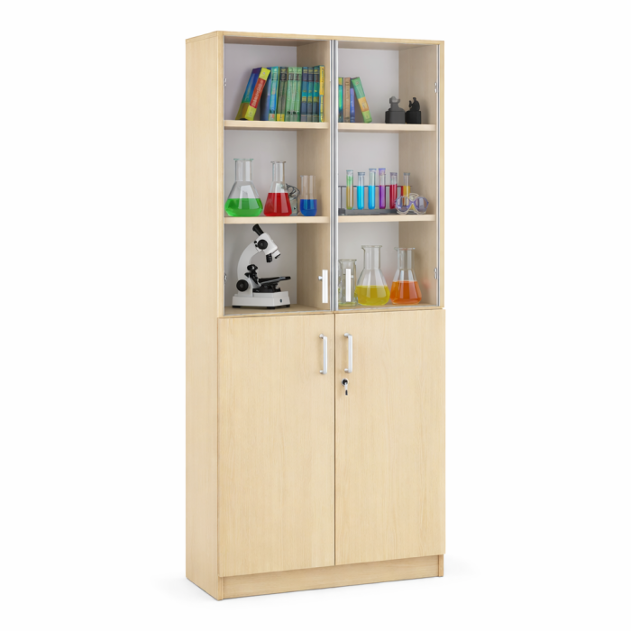 Dulap vitrină laborator cu uși din sticlă și dulap inferior [4]