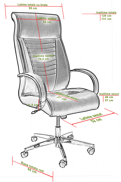 Scaun directorial piele ecologica Heat [4]