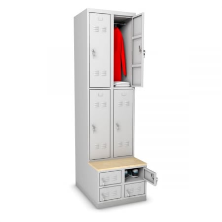 Produse - Vestiar metalic cu 4+4 uși si bancuta