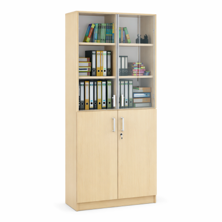 Mobilier scolar - Dulap vitrină laborator cu uși din sticlă și dulap inferior