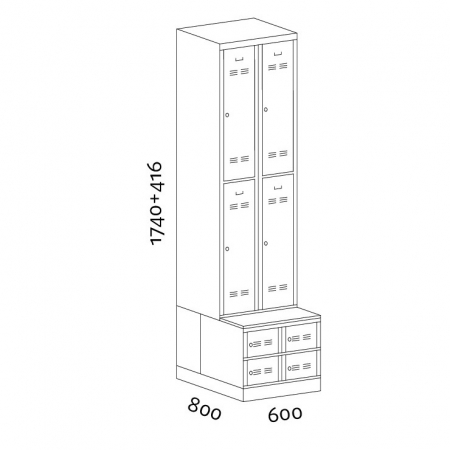 Vestiar metalic cu 4+4 uși si bancuta [1]