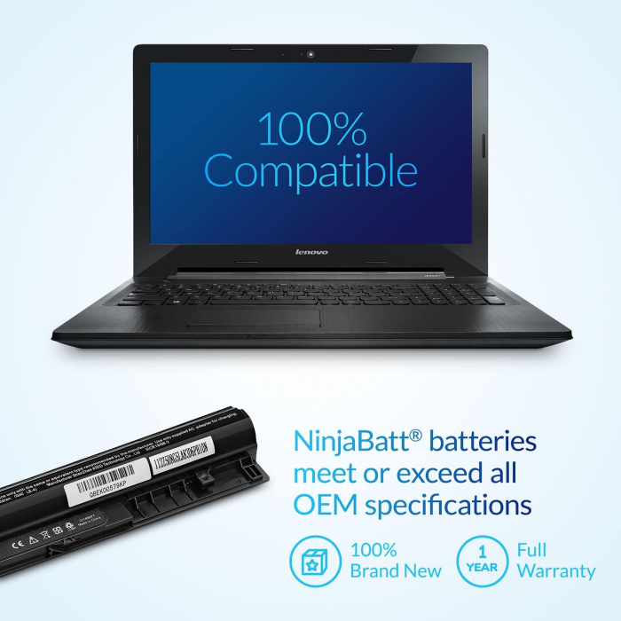 Baterie NinjaBatt pentru Lenovo G50, G50-45, Z50, Z70 - 4 Celule, 2200mAh, 33Wh - Compatibila cu Modelele L12L4A02, L12M4A02, L12S4A02 [6]