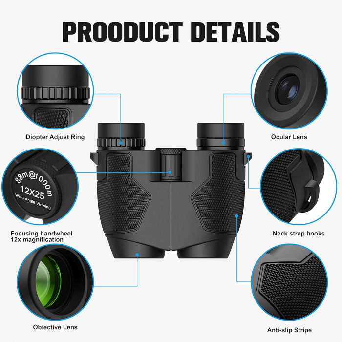 Binoclu Compact 10x25 – Ideal pentru Observarea Naturii, Drumetii si Concerte [3]