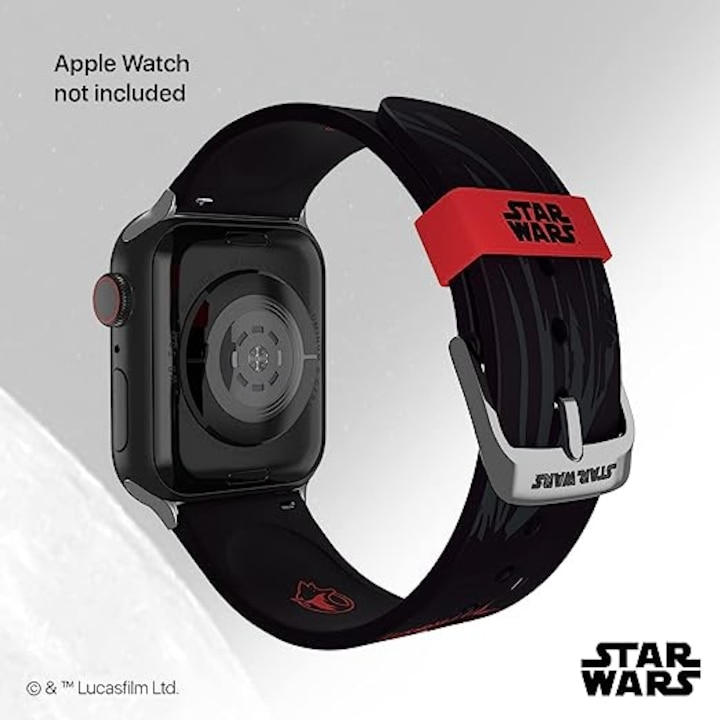 Curea pentru smartwatch editia Kylo Ren, Bratara cu licenta oficiala, compatibila cu orice marime si serie Apple Watch (ceasul nu este inclus), sau Samsung si alte ceasuri inteligente cu un pin de 22  [3]