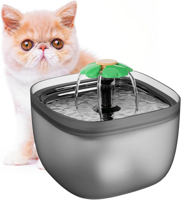 Dispenser automat de apa pentru animale de companie, Sistem Silentios si Ultrasonic, Design Modern, fara BPA cu cablu USB [3]