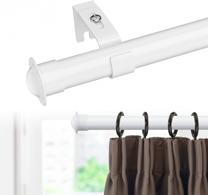 Galerie Metalica Extensibila, 76-152 cm, Bara de Perdea cu Inele, Diametru 2.8 cm, Set Complet cu Suporturi si Finiale pentru Living, Dormitor [4]
