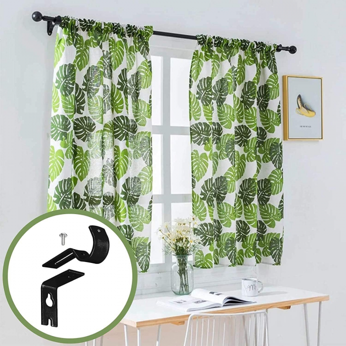 Galerie Metalica Extensibila pentru Perdele cu Inele, 76-110 cm, Bara de Perdele Neagra cu Finiale Rotunde si Suporturi Reglabile [7]