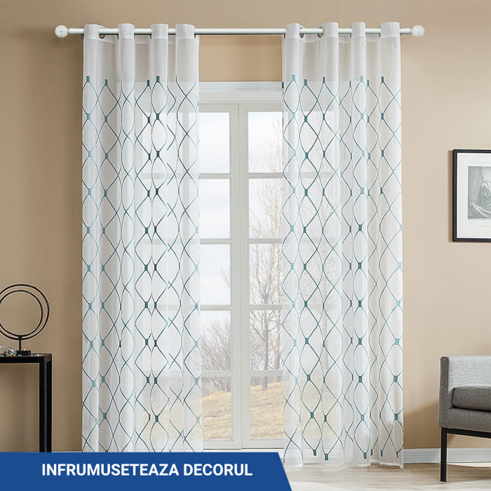 Galerie Metalica Extensibila pentru Perdele cu Inele, 76-149 cm, Bara de Perdele Alba cu Finiale Decorative si Suporturi Reglabile [6]
