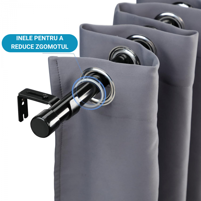 Galerie Metalica Extensibila pentru Perdele cu Inele, 76-157 cm, Bara de Perdele Neagra si Suporturi Reglabile [5]