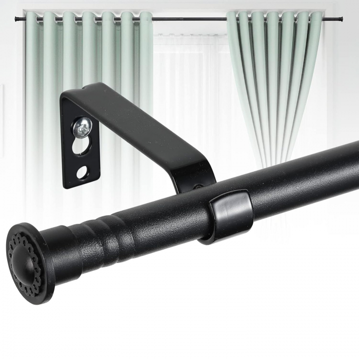 Galerie Metalica Extensibila pentru Perdele cu Inele, 76-188 cm, Bara de Perdele Neagra, Diametru 1.6 cm [3]