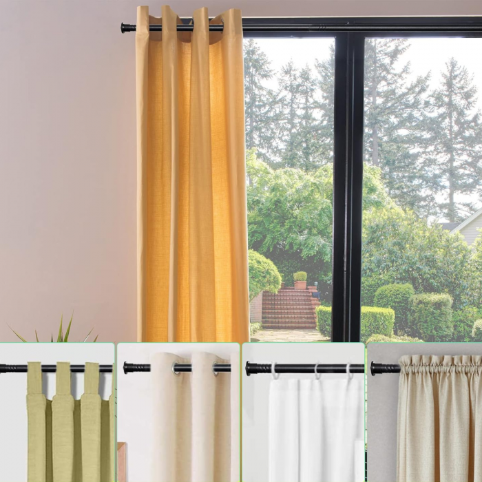 Galerie Metalica Extensibila pentru Perdele cu Inele, 76-188 cm, Bara de Perdele Neagra, Diametru 1.6 cm [8]